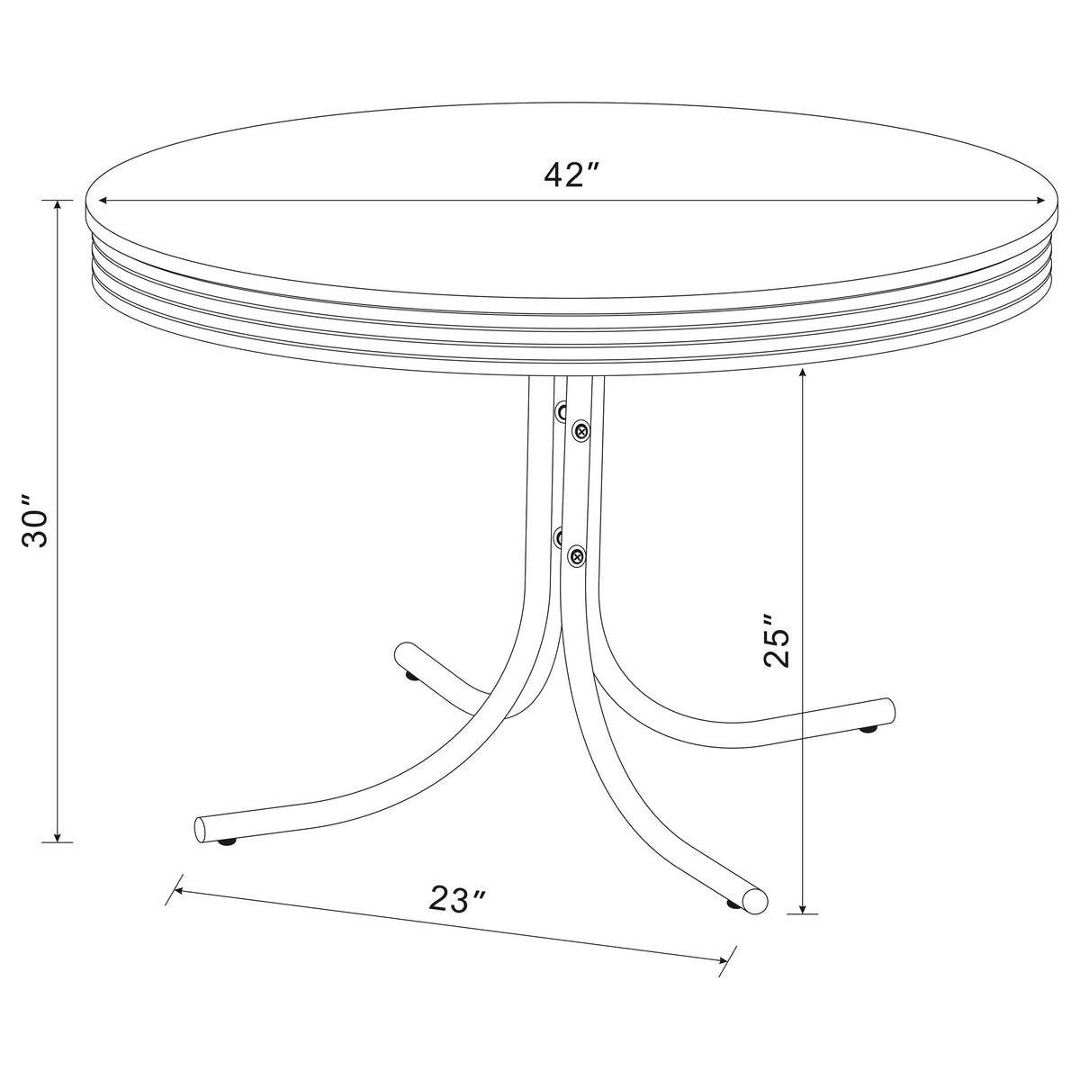 Retro 42" Round Diner Dining Table & 5-Piece Sets - White & Chrome with Black or Red Chairs – view 17