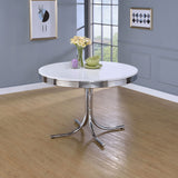 Retro 42" Round Diner Dining Table & 5-Piece Sets - White & Chrome with Black or Red Chairs – view 1