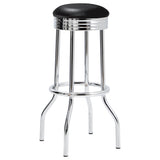 Retro 30" Round Pub Table & 3-Piece Bar Set - 1950s Black & Chrome with Swivel Stools – view 9