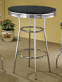 Retro 30" Round Pub Table & 3-Piece Bar Set - 1950s Black & Chrome with Swivel Stools – view 1