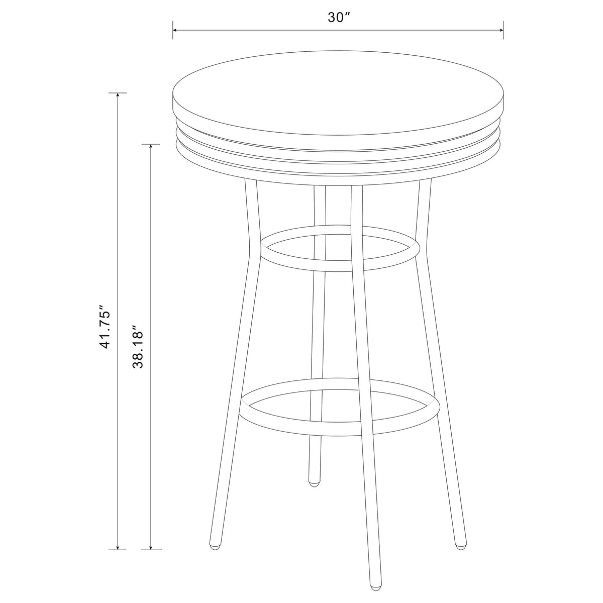 Retro 30" Round Pub Table & 3-Piece Bar Set - 1950s Black & Chrome with Swivel Stools – view 5