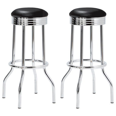 Retro 1950s Pub Height Bar Table & Swivel Bar Stools - Set of 2 Swivel Stools - Black