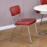 Retro Diner Style Dining Side Chairs (Set of 2) - Red Leatherette with Chrome Frame – view 1