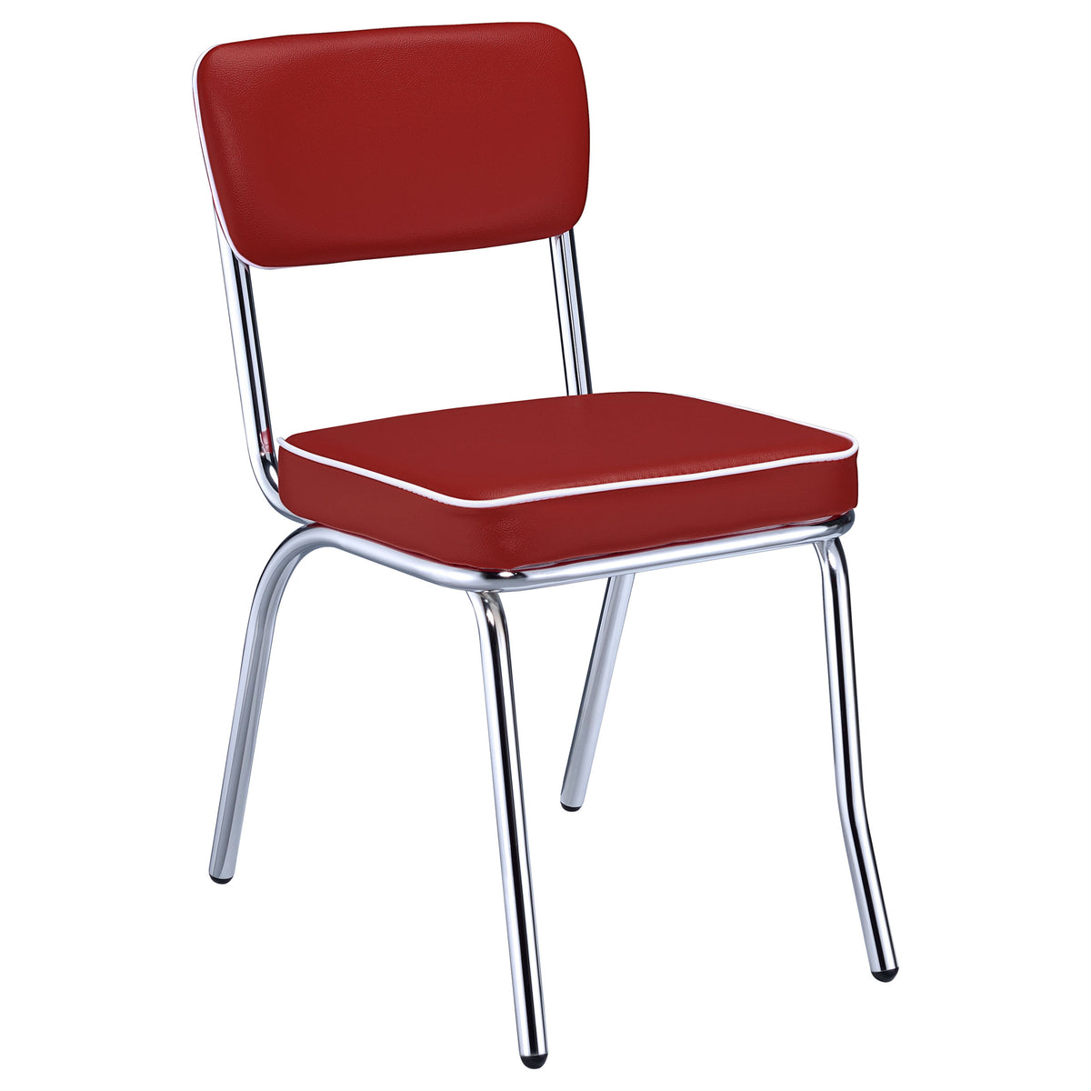 Retro Diner Style Dining Side Chairs (Set of 2) - Red Leatherette with Chrome Frame – view 3