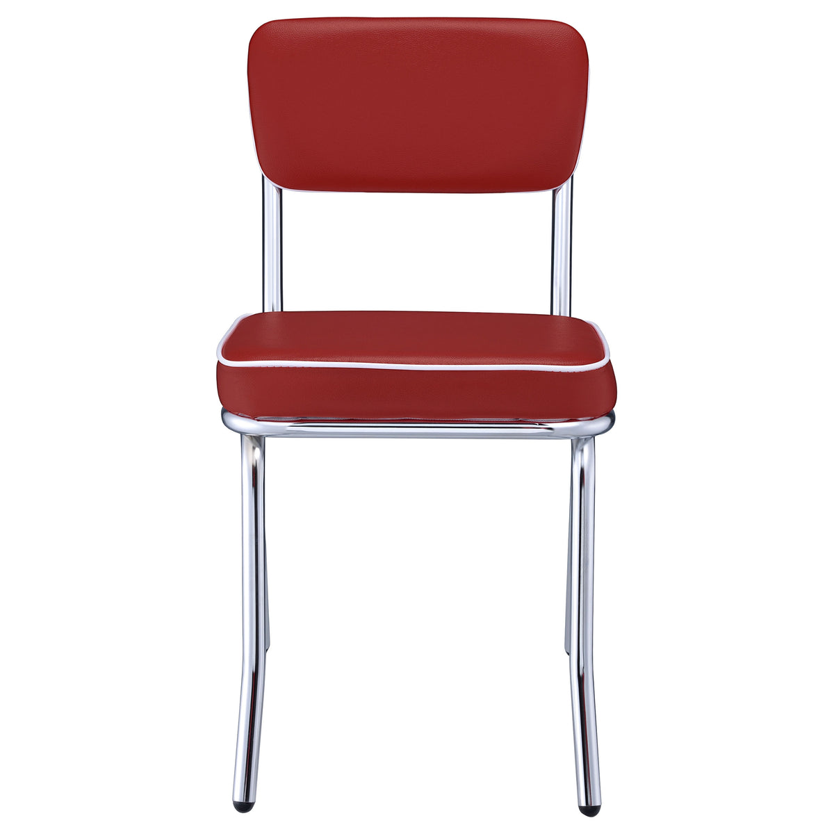 Retro Diner Style Dining Side Chairs (Set of 2) - Red Leatherette with Chrome Frame – view 4