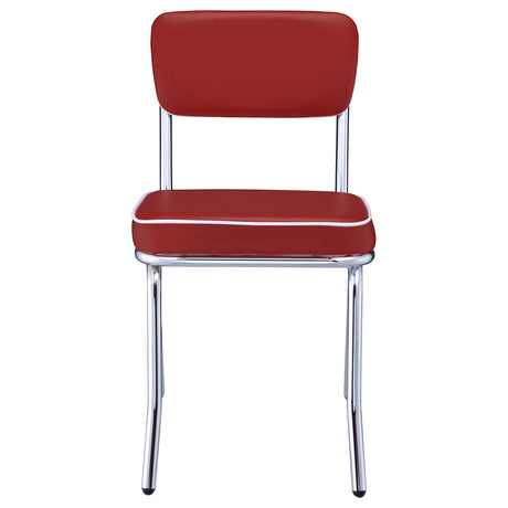 Retro Diner Style Dining Side Chairs (Set of 2) - Red Leatherette with Chrome Frame – view 4