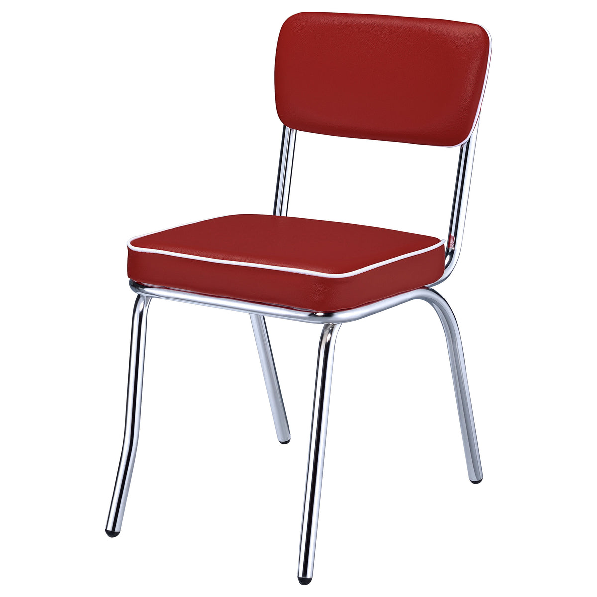 Retro Diner Style Dining Side Chairs (Set of 2) - Red Leatherette with Chrome Frame – view 5