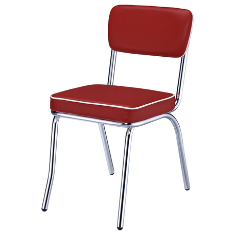Retro Diner Style Dining Side Chairs (Set of 2) - Red Leatherette with Chrome Frame – view 5