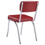 Retro Diner Style Dining Side Chairs (Set of 2) - Red Leatherette with Chrome Frame – view 7
