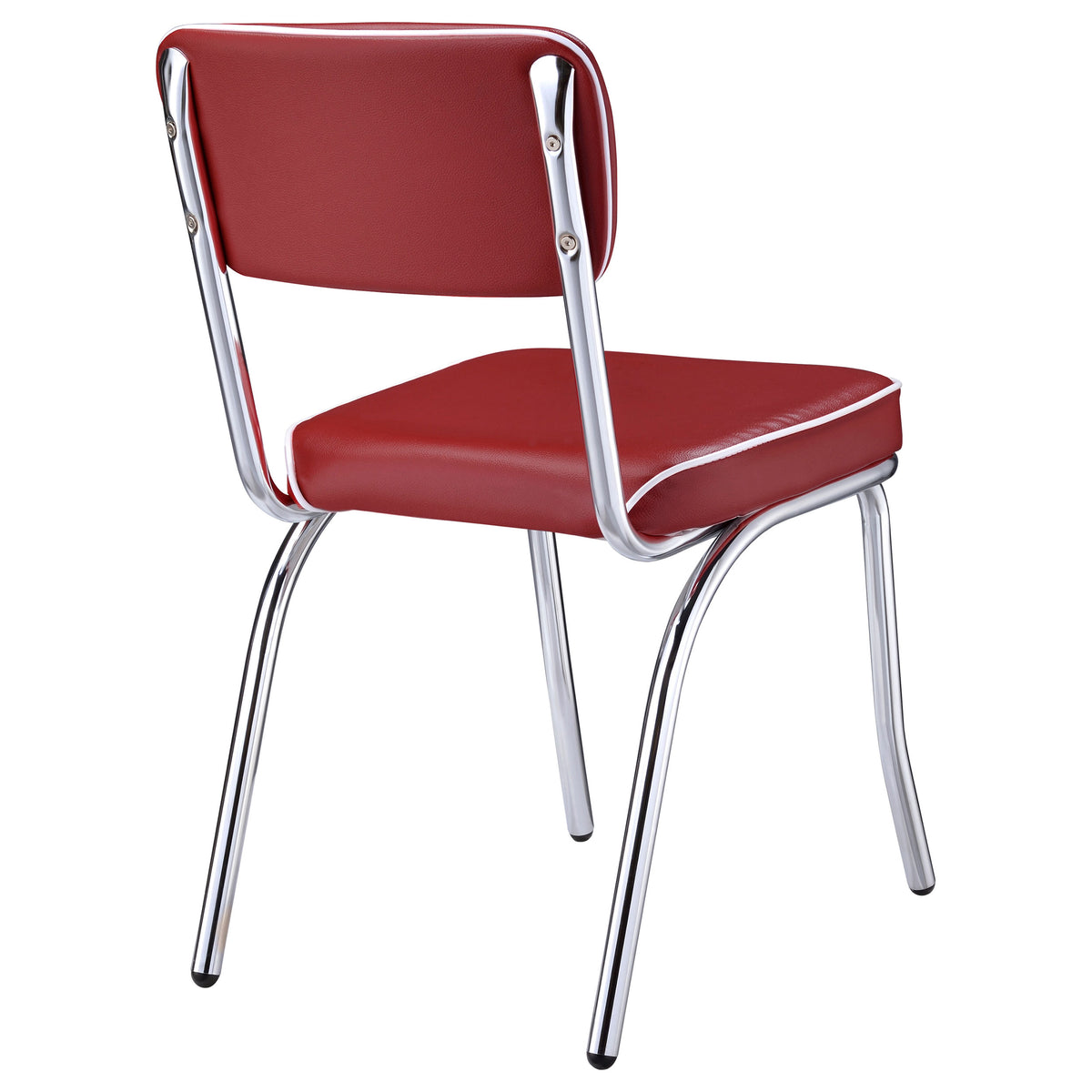 Retro Diner Style Dining Side Chairs (Set of 2) - Red Leatherette with Chrome Frame – view 9