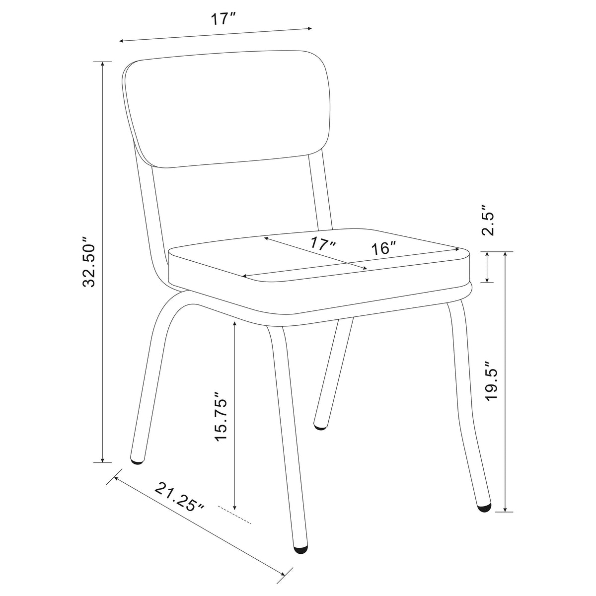 Retro Diner Style Dining Side Chairs (Set of 2) - Red Leatherette with Chrome Frame – view 12