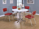 Retro Diner Style Dining Side Chairs (Set of 2) - Red Leatherette with Chrome Frame – view 14