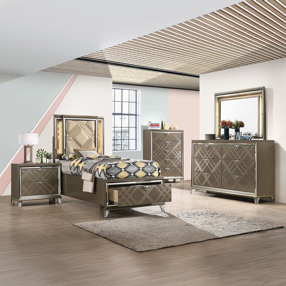 Skylar Storage Bed with LED Headboard
