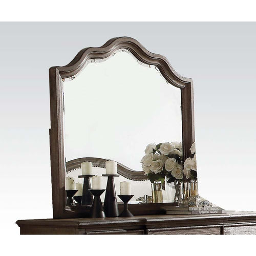 Baudouin Square Wall Mirror - Beveled Glass in Weathered Oak
