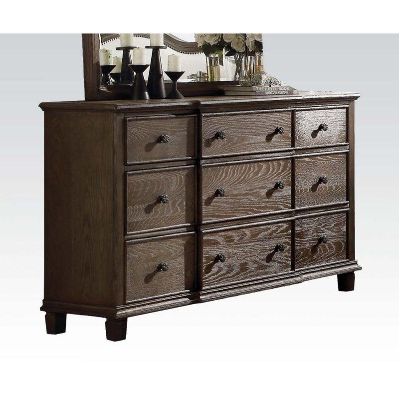 Baudouin Rustic Dresser & Chest - Dovetail Drawers in Weathered Oak
