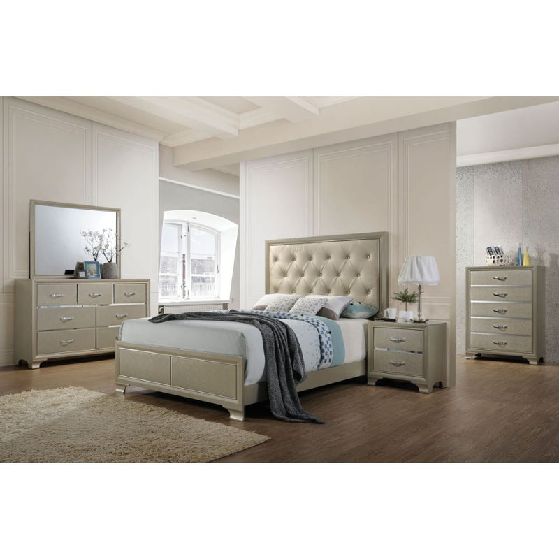Carine Dresser Mirror - Glamorous Wood Frame in Champagne