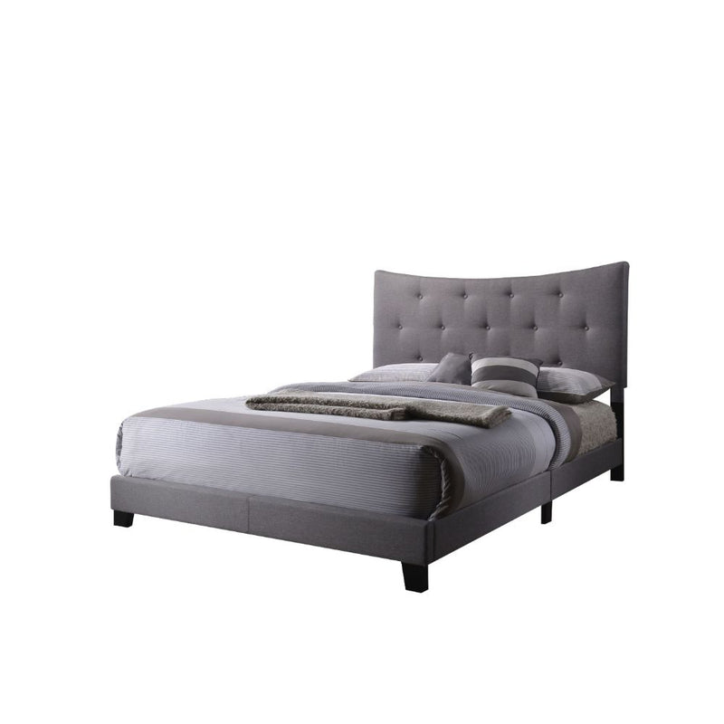 Venacha Upholstered Queen Bed - Arched Button-Tufted Headboard in Gray Fabric