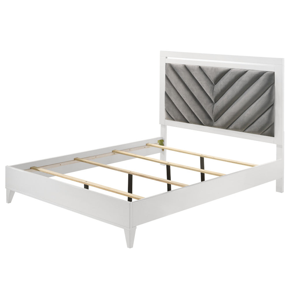 Chelsie Channel-Tufted Upholstered Queen Bed & Nightstand