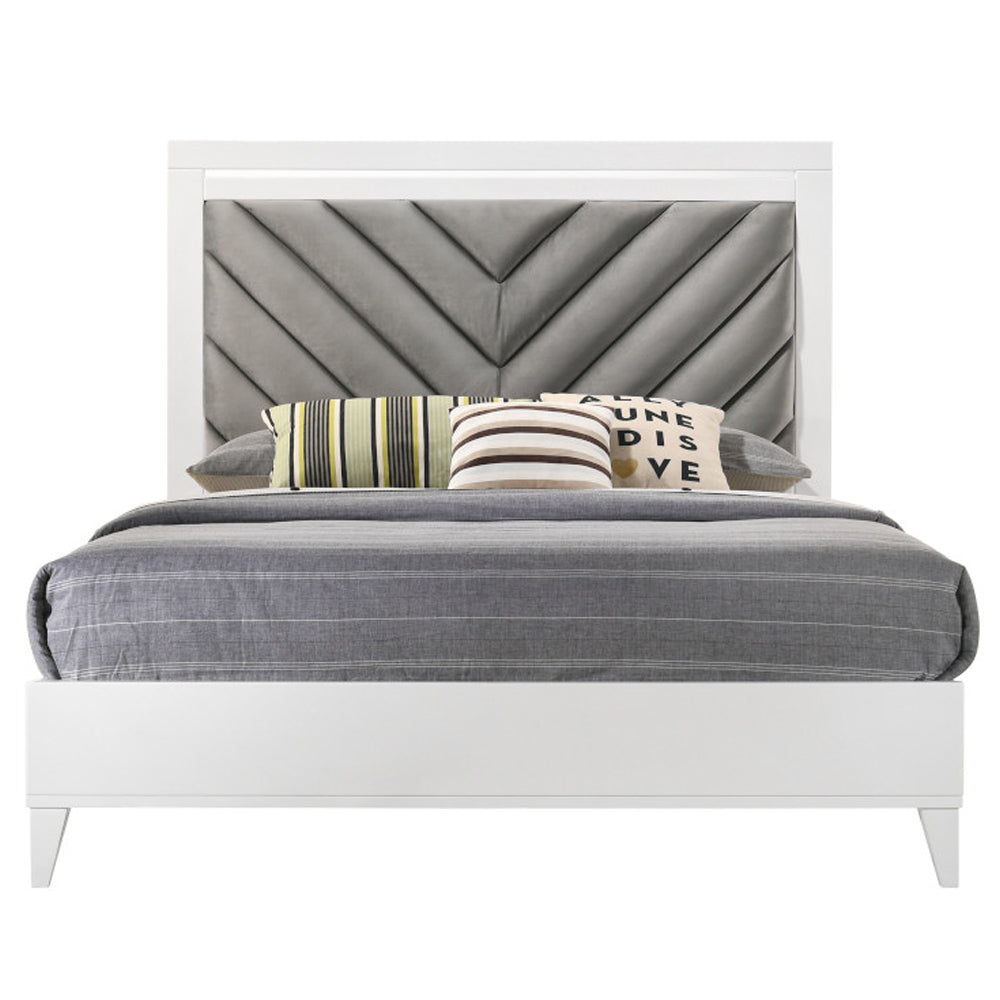 Chelsie Channel-Tufted Upholstered Queen Bed & Nightstand