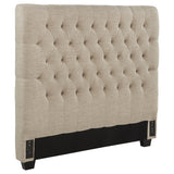 Chloe Button-Tufted Upholstered Bed or Headboard - Tall Oatmeal Fabric Headboard, Full to California King – view 17