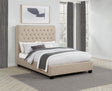 Chloe Button-Tufted Upholstered Bed or Headboard - Tall Oatmeal Fabric Headboard, Full to California King – view 1