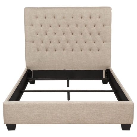 Chloe Button-Tufted Upholstered Bed or Headboard - Tall Oatmeal Fabric Headboard, Full to California King – view 11