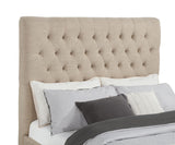 Chloe Button-Tufted Upholstered Bed or Headboard - Tall Oatmeal Fabric Headboard, Full to California King – view 14