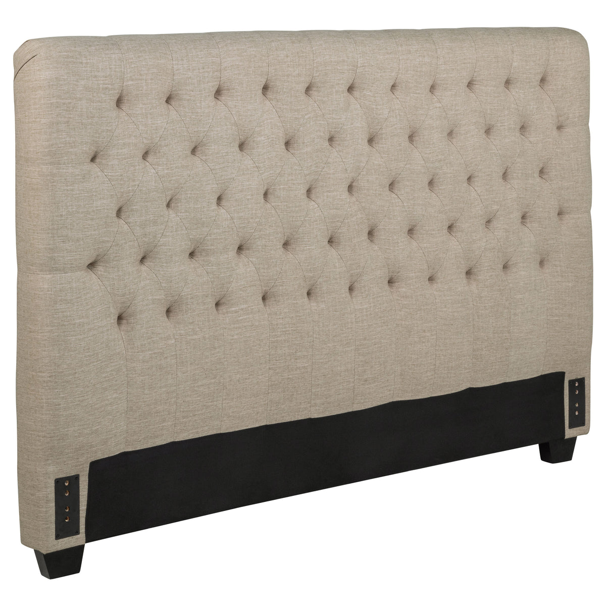 Chloe Button-Tufted Upholstered Bed or Headboard - Tall Oatmeal Fabric Headboard, Full to California King - lifestyle