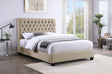 Chloe Button-Tufted Upholstered Bed or Headboard - Tall Oatmeal Fabric Headboard, Full to California King - lifestyle