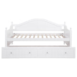 Julie Ann Twin Daybed with Trundle - Curved Back & Crystal-Style Knobs in White – view 6