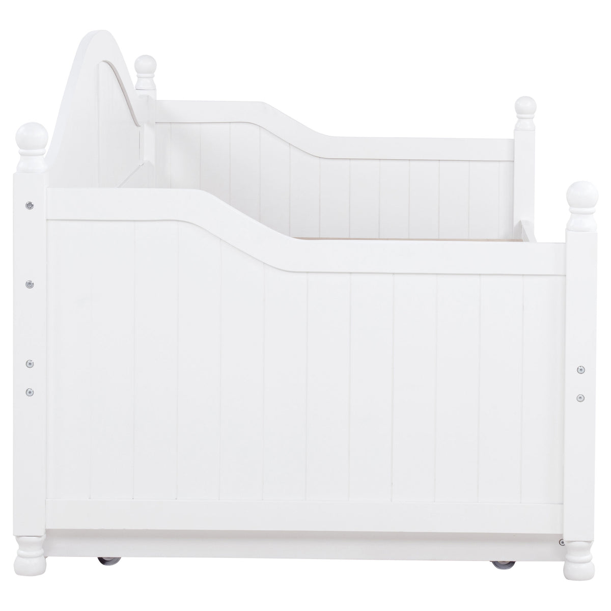 Julie Ann Twin Daybed with Trundle - Curved Back & Crystal-Style Knobs in White – view 9