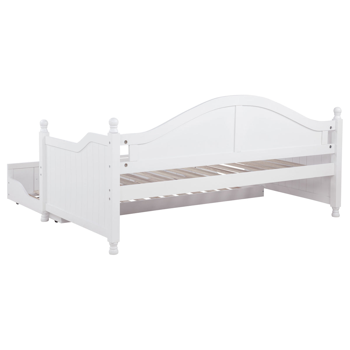 Julie Ann Twin Daybed with Trundle - Curved Back & Crystal-Style Knobs in White – view 10