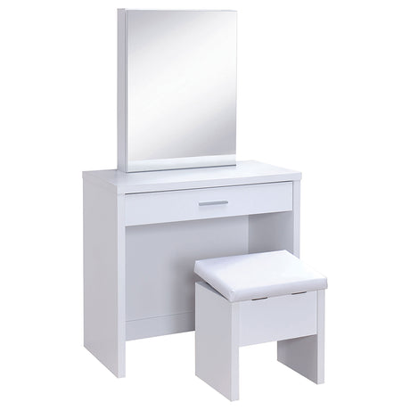 Harvey Vanity Set with Sliding Jewelry Mirror & Lift-Top Storage Stool