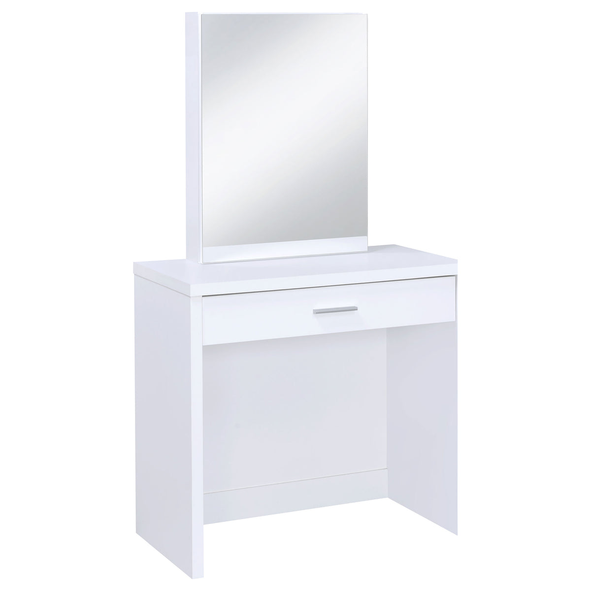 Harvey Vanity Set with Sliding Jewelry Mirror & Lift-Top Storage Stool - White – view 4