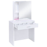 Harvey Vanity Set with Sliding Jewelry Mirror & Lift-Top Storage Stool - White – view 5