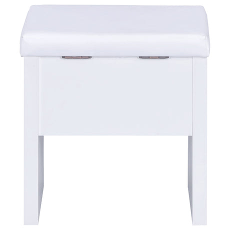 Harvey Vanity Set with Sliding Jewelry Mirror & Lift-Top Storage Stool - White – view 17