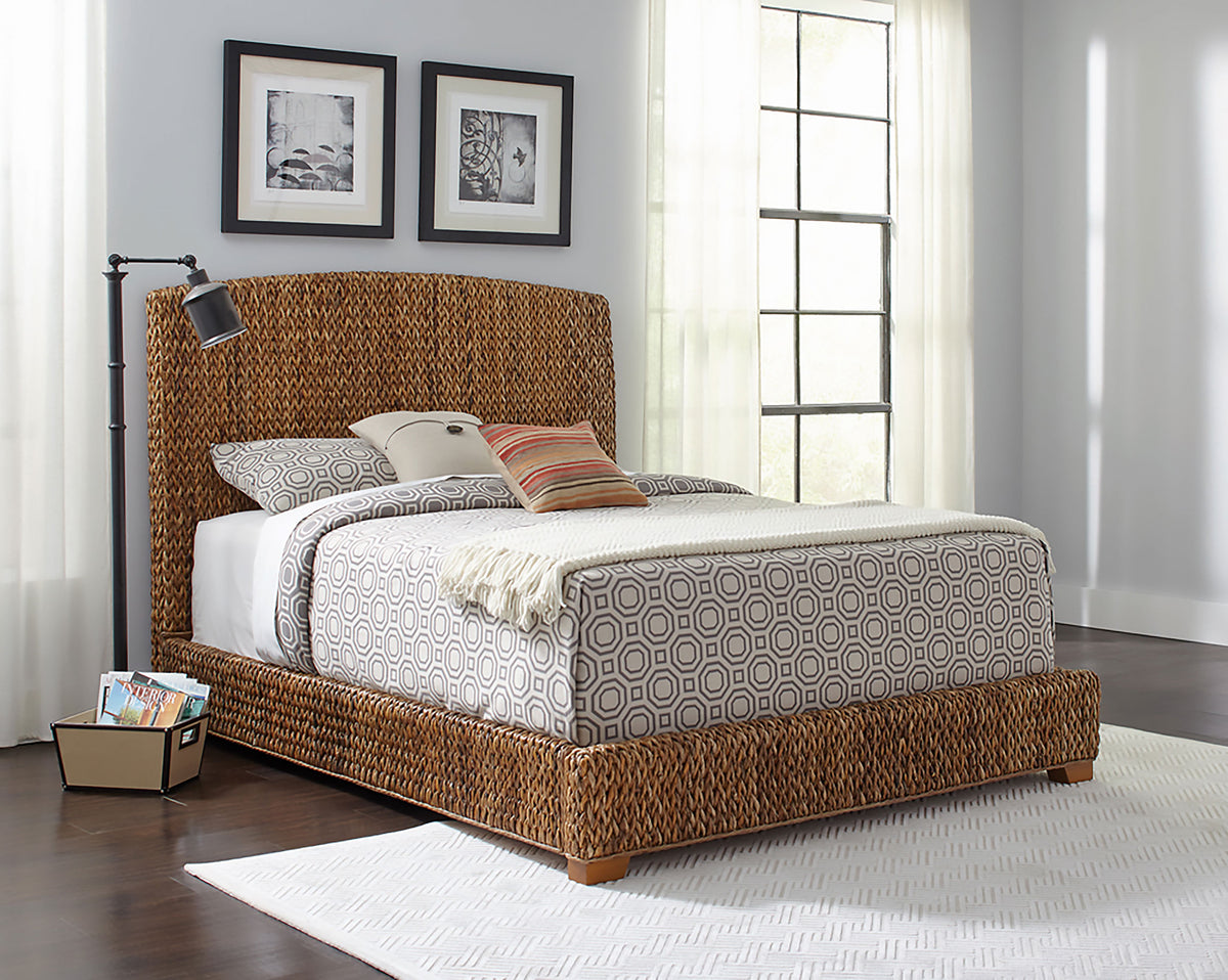 Laughton Hand-Woven Banana Leaf Panel Bed, Headboard & Storage Bench - Coastal Amber with Mahogany, Queen to Cal King – view 12
