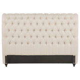 Devon Chesterfield Upholstered Panel Bed or Headboard - Button Tufted Beige with Nailhead Trim, Full to California King – view 17