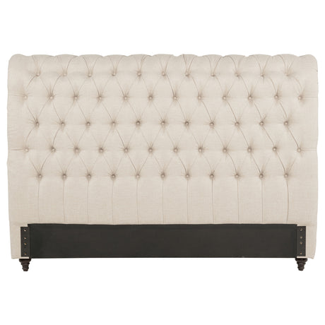 Devon Chesterfield Upholstered Panel Bed or Headboard - Button Tufted Beige with Nailhead Trim, Full to California King – view 17