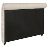 Devon Chesterfield Upholstered Panel Bed or Headboard - Button Tufted Beige with Nailhead Trim, Full to California King – view 18