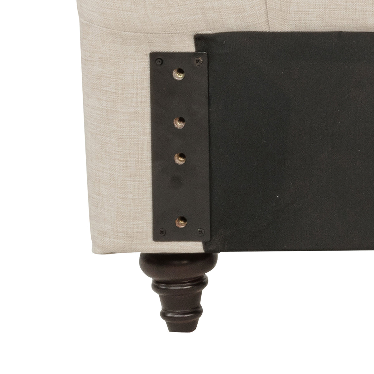 Devon Chesterfield Upholstered Panel Bed or Headboard - Button Tufted Beige with Nailhead Trim, Full to California King – view 20