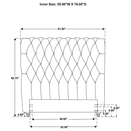Devon Chesterfield Upholstered Panel Bed or Headboard – View 22