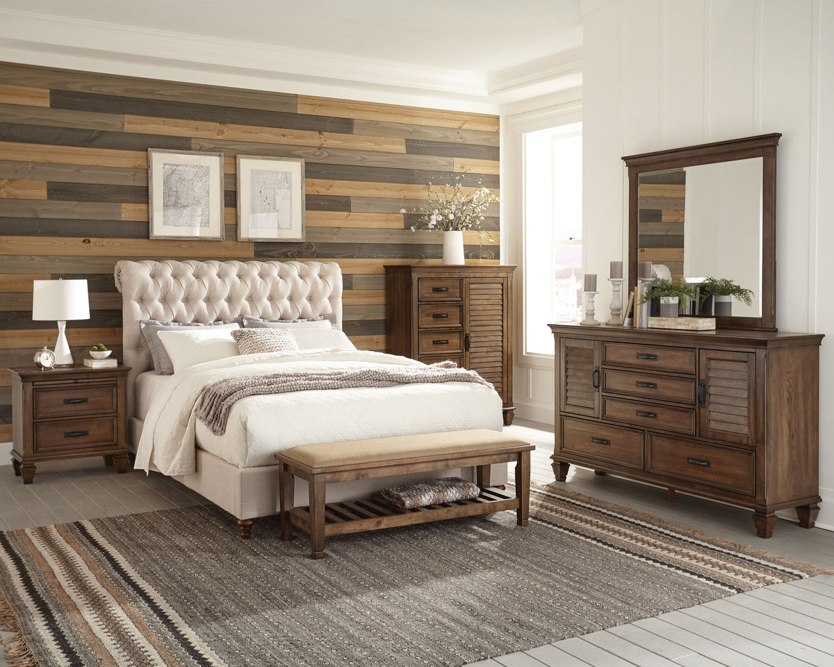 Devon Chesterfield Upholstered Panel Bed or Headboard - Button Tufted Beige with Nailhead Trim, Full to California King – view 16