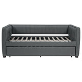 Brodie Twin Daybed with Trundle - Pleated Grey Upholstery with Black Feet – view 4