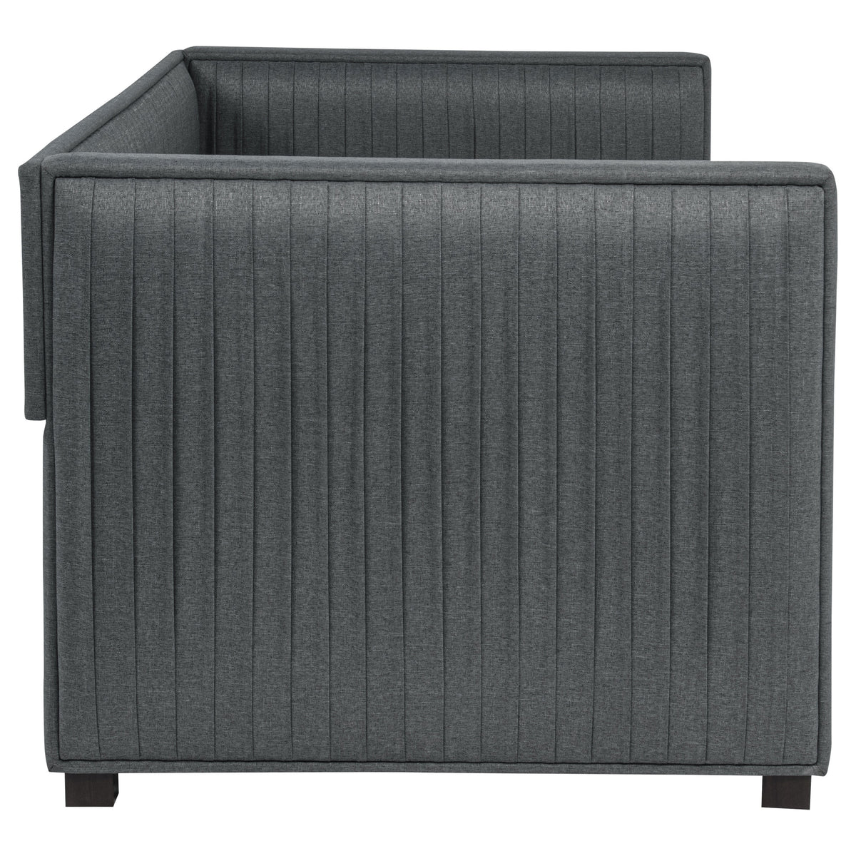 Brodie Twin Daybed with Trundle - Pleated Grey Upholstery with Black Feet – view 6