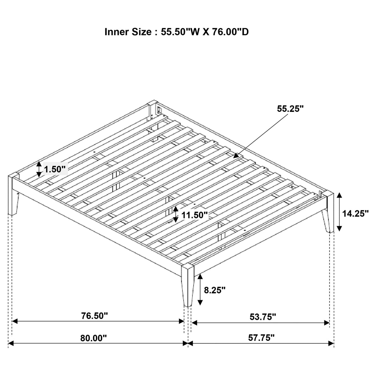 Hounslow Universal Platform Bed Frame - Fully Slatted, No Foundation Needed in Cappuccino, Twin to California King – view 18