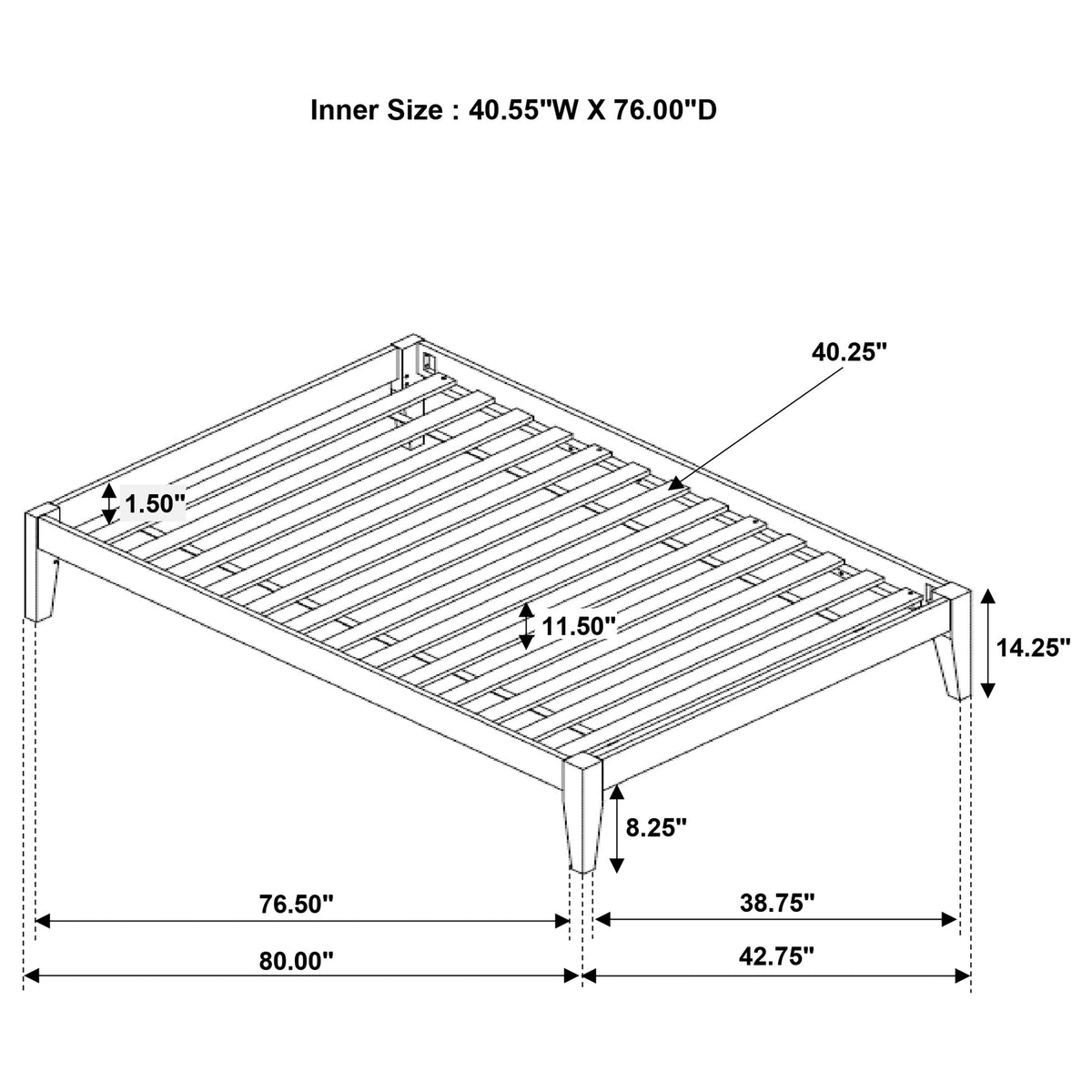 Hounslow Universal Platform Bed Frame - Fully Slatted, No Foundation Needed in Cappuccino, Twin to California King – view 11