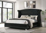 Barzini Upholstered Wingback Bed - Crystal-Tufted Black Velvet with Chrome Nailheads, Queen to California King – view 8