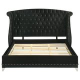 Barzini Upholstered Wingback Bed - Crystal-Tufted Black Velvet with Chrome Nailheads, Queen to California King – view 13