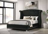 Barzini Upholstered Wingback Bed - Crystal-Tufted Black Velvet with Chrome Nailheads, Queen to California King – view 1